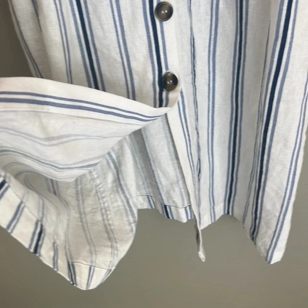 Linen button down dress - adjustable spaghetti straps - pockets! PERF condition - Picture 9 of 16